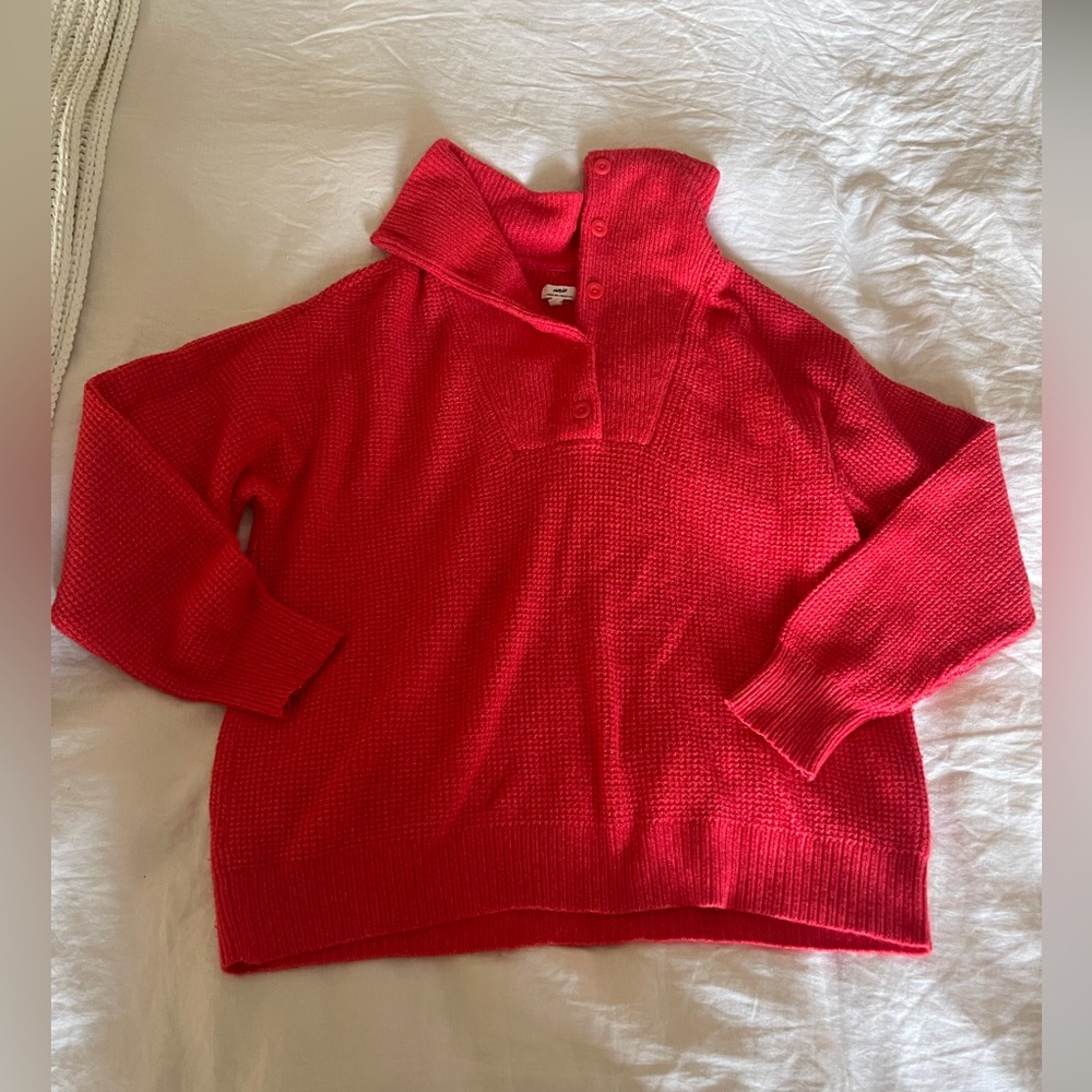 Aerie CozyUp Waffle Button Sweater
